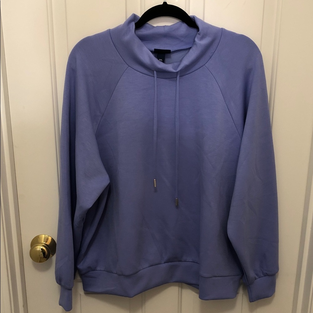 NWT Scoop Lavender funnel neck top with Drawstring